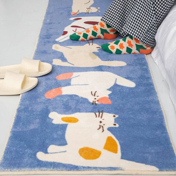 Adorable Cat & Dog Pattern Bedside Rug Pet Mat - Image 2